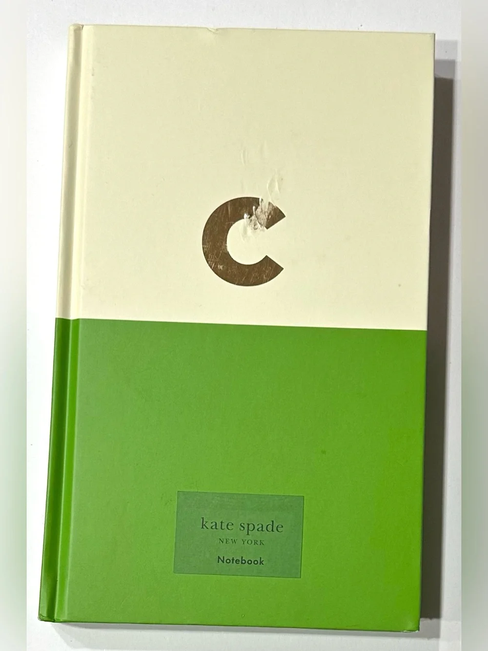 KATE SPADE Gold Foil Initial “C” Dipped Notebook Diary Journal, NEW